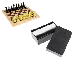 Шахматы Айвенго обиходные с деревянной шахматной доской и шашками, пластиковые фигуры