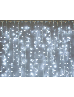 Гирлянда "Светодиодный Дождь" Штора 2х3м, постоянное свечение, белый провод, диоды БЕЛЫЕ,  230 В, 760 LED (аренда)
