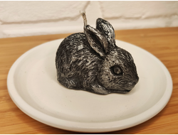 Свеча "Кролик" черная с серебром, 1 шт., 4 x 6,5 см