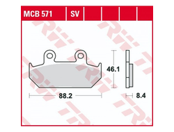 Тормозные колодки передние TRW MCB571SV для Honda (Sinter Street SV) 45105-MR1-671, 45105-MM5-007, 45105-MM5-017