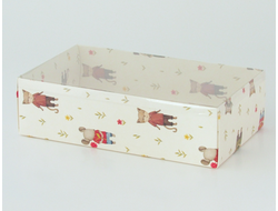 Коробка подарочная ВЫСОКАЯ 5П-В с Прозрачной крышкой (25*15* выс 7 см), Весенние зверушки
