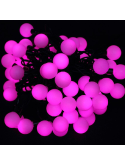 Гирлянда "Шарики цветные", 70 светодиодов, 10 м, соединяемая (до 3 шт.), уличная, розовый