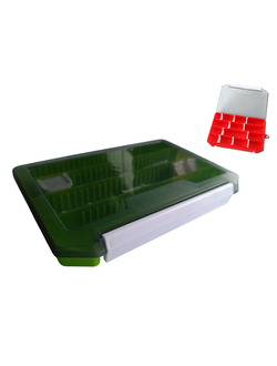 Коробка 20х14х3см (4отделений /10разделителей), цвет зеленый