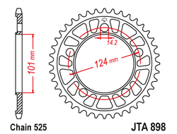 Звезда ведомая алюминиевая JT JTA898.38 (JTA898-38) (A898-38) для KTM Road