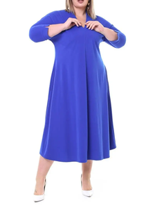 Трикотажное женское платье-лапша Арт. 15045-1883 (Цвет электрик) Размеры 50-68
