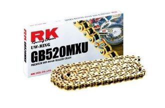 Цепь RK GB520MXU-120 для мотоциклов до 500 (золотая, с сальниками UW-RING)