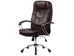 Кресло для руководителя из натуральной кожи LUX11 Коричневый + Хромированное пятилучие
