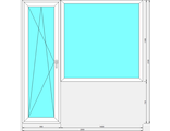 Балконный блок с глухим окном и поворотно-откидной дверью с целиковым стеклопакетом