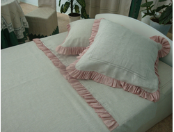 Комплект льняного постельного белья "Романс" двуспальный-евро