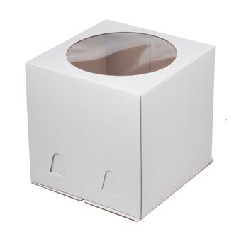 Короб картонный белый с окном 240*240*240 гофрокартон
