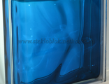 Стеклоблок Vitrablok (Чехия) &quot;Волна&quot;, окрашенный внутри, синий торцевой