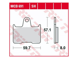 Тормозные колодки задние TRW MCB691SH для Honda (Sinter Street SH)