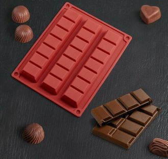 Форма силиконовая для льда и шоколада 21 ячейка 21х16,5х1,8 см (18х4 см) &quot;Плитка шоколада&quot;