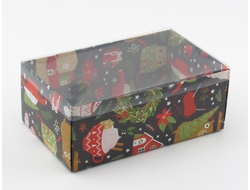 Коробка подарочная ВЫСОКАЯ 2П-В с Прозрачной крышкой (18*11* выс 7 см), Рождество
