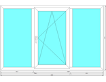 Окно трехстворчатое с одной центральной поворотно-откидной створкой
