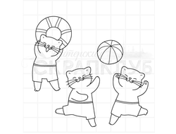 штамп коты, играющие в мяч