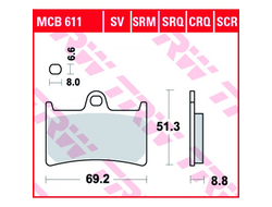 Тормозные колодки TRW MCB611 для Yamaha (Organic Allround)