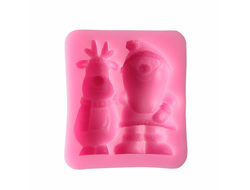 Молд силиконовый 6,5х5,7x1,8 см "Дед Мороз и олень"