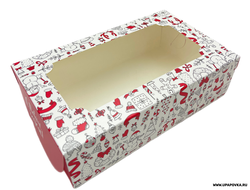 Коробка с окном под зефир 25 x 15 x 7 см С Новым годом Красный