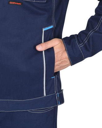Куртка "СИРИУС-ДЖЕТ" короткая, синяя с голубым тк. мех. стрейч с ВО