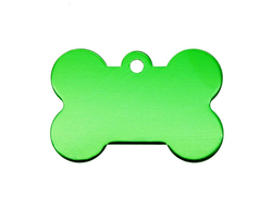 Косточка "Зеленая" из алюминия, для гравировки клички и телефона  31 х 21 х1 мм