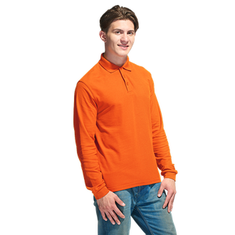 арт. 04S Рубашка-поло  Stan Polo, длинный рукав, оранжевый