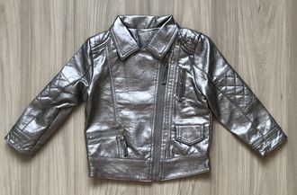 М.1712 Куртка кожаная  серебро (104,110,116)