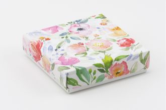 Коробка на 1 печенье со съемной крышкой БЕЗ Окна (11*11*3 см), Акварельные цветы