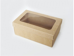 Коробка подарочная ВЫСОКАЯ 2П-В 7 см С ОКНОМ (18*11* выс 7 см), крафт