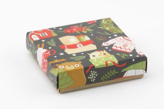 Коробка на 1 печенье со съемной крышкой БЕЗ Окна (11*11*3 см), Рождество