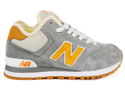 New Balance 574 Высокие серые с оранжевым