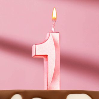 Свеча в торт на шпажке «Грань», цифра &quot;1&quot;, Розовая