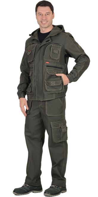 Костюм -Канвас" летний: куртка кор., брюки ткань 100% х/б, КМФ Темный хаки