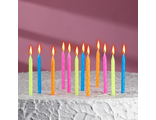 Свечи для торта &quot;Неон&quot;, 12 шт, разноцветные, высокие, 10 см