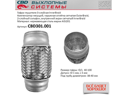 Гофра глушителя 40x100 3х-слойная Innerbraid CBD301001