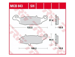 Тормозные колодки передние/задние TRW MCB843 для Suzuki, Kawasaki(Organic Allround)