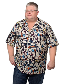 Мужская летняя рубашка сорочка из хлопка  арт. СГ-2 цвет 3 размеры 64-66