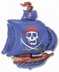 Шар (14&#039;&#039;/36 см) Мини-фигура, Пиратский корабль, Синий, 1 шт.