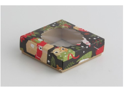 Коробка для трюфелей с окном, 7*7*2,7 см, Рождество