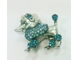 Сувенир &quot; Собачка Пудель&quot; металл с голубыми стразами, размер 4 х 3,5 см