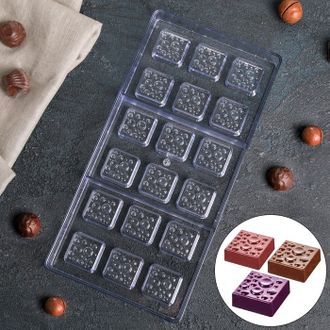 Форма пластиковая для шоколада 18 ячеек &quot;Пористый шоколад&quot; 33x16,5x2,5 см