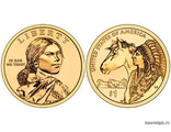 1 доллар 2012 г. Сакагавея. Индеец с лошадью.