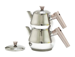 Чайник двойной турецкий "Пирамида" (Çaydanlik), маленький, нержавеющая сталь, Турция