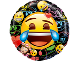 Шар (18&#039;&#039;/46 см) Круг, Смайл, Emoji, Черный, в упаковке 1 шт.