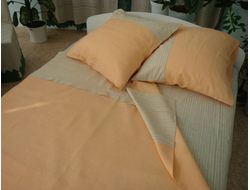 Двухцветный двуспальный комплект льняного постельного белья