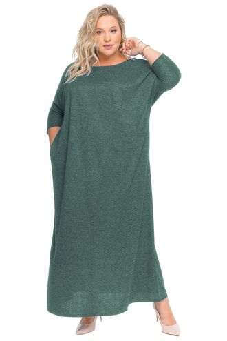 Платье большого размера из джерси арт. 1925604 (Цвет зеленый меланж) Размеры 52-82