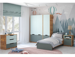 Rich комлект мебели для детской комнаты Дуб Крафт золотой - Мята/Сумеречный голубой