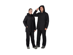 Куртка "СИРИУС-Азов" удлиненная черная с капюшоном, софтшелл
