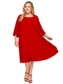 Женское платье свободного силуэта БОЛЬШОГО размера Арт. 1620404 (Цвет  красный) Размеры 52-78