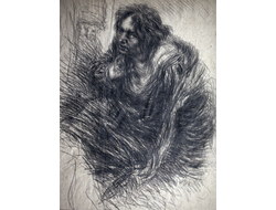 Зинов В.С. Рисунок женщина - из серии эскизов к незаконченной работе 1930-е гг. Бумага, итальянский карандаш 85Х60 (545)